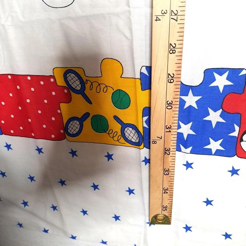Vintage Kids Sports Fabric Panel 35x44 Pillow Sham Wall Hanging White Multi‎